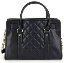 Michael Kors Hamilton Black Quilt Leather Gold Lock &amp; Key Ew Satchel Bagnwt! - £191.14 GBP