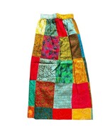 Vintage 1970s Patchwork Brocade Women&#39;s Maxi Skirt Colorful Boho Groovy ... - $128.92 CAD
