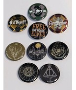Harry Potter Badge Buttons House Pins, Spells, Deathly Hallows LOT Of 9 - $184.69 MXN