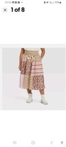 UNIVERSAL THREAD Multicolor Floral Patchwork Boho Smock Waist Skirt Size... - $23.38