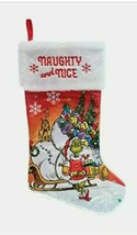 New Dr Seuss Grinch 20&quot; Christmas Stocking Naughty and Nice - $277.13 MXN