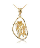 10K Yellow Gold Gemini Zodiac Sign DC Pendant Necklace - £187.94 GBP+