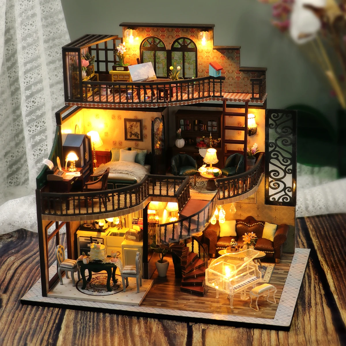 DIY doll  mini doll house kit villa building set birthday gift toy home creative - £51.47 GBP+