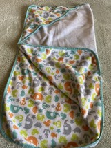 Circo Boys White Teal Orange Elephants Fish Microfiber Hooded Baby Bath ... - $7.35