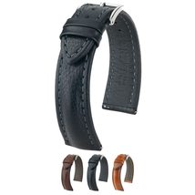 Hirsch Lucca Leather Watch Strap - Brown - L - 20mm / 18mm - Shiny Silver Buckle - £121.80 GBP