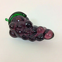 Art Glass Hand Blown Glass Grape Bunch Vintage 1970s 5&quot; L - £11.23 GBP