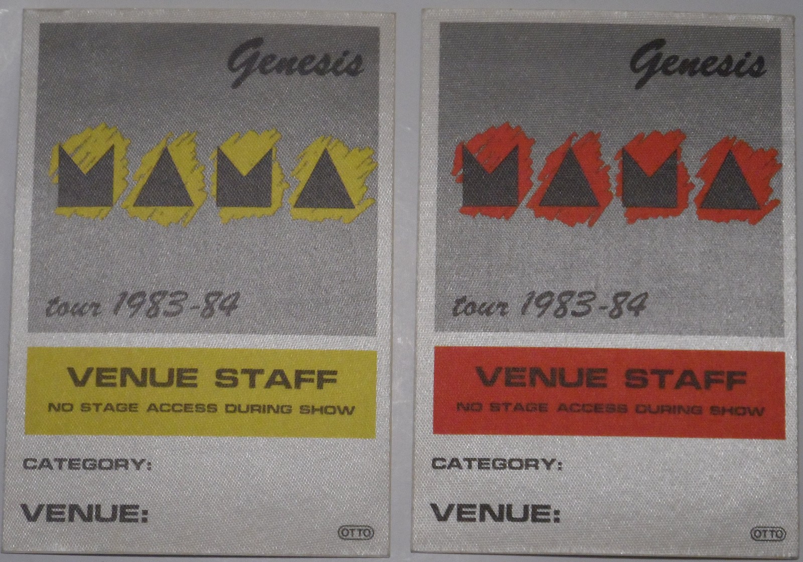 Genesis 2 Original MAMA Tour Venue Staff Passes 1983-84 Otto Tony Banks ... - $19.77