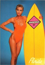 Florida Blonde Surfboard Girl Postcard Risque 90&#39;s 80&#39;s Pinup  - $11.82
