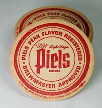 18 Vintage Piels Bros Round Beer Coasters 1963 Red Light Lager - £5.98 GBP