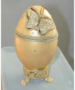 ESTATE Signed Real Goose Egg Footed Jeweled Trinket Box Butterfly Moving... - $3,326.20 MXN