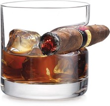 Godinger Cigar Crystal Whiskey Glass Old Fashioned W Indented Cigar Rest 12 oz - £21.25 GBP