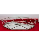 Vanity Geometric Silver Mirror Tray Cosmetic Jewelry Organizer 13.5 x 9 ... - $48.61 CAD