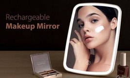 NEZZOE Makeup Mirror Touch Screen with LED Brightness Adjustable USB Recharge - £21.49 GBP