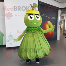 Olive Apple mascot costume character dressed with a Pleated Skirt and Coin purse - £993.43 GBP