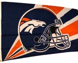 Denver Broncos 0.9x1.5m Drapeau Avec / Oeillets NFL Casque - £9.25 GBP