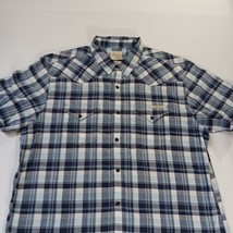 Lucky Brand Sportswear Men's Western Pearl Snap Button Up Blue Plaid Shirt Sz L image 11