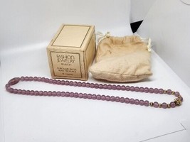 Vintage Avon Porcelain Pastel Lavender &amp; gold tone beaded 18” Necklace - £9.02 GBP