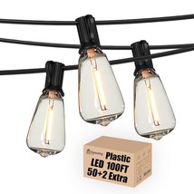 Outdoor Led 100 Ft Patio String Lights,52 St38 Shatterproof Edison Style Led Bul - £60.10 GBP