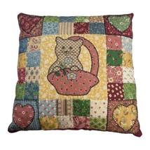 Small Patchwork Kitten In Basket Quilted Handmade Vintage 7&quot; Pillow For ... - $28.04