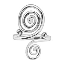 Fashion Double Hypnotic Swirl Sterling Silver Ring-8 - £14.16 GBP