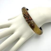 ALEXIS BITTAR hinged lucite bracelet - pale gold bangle w/ crystal rhine... - $75.00