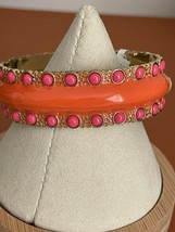 Banana Republic Coral Gold-Tone Magnetic Enamel Pink Beads Bangle Bracelet NEW - £9.77 GBP