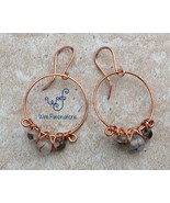 Handmade dragon agate hoop earrings: criss cross copper wire wrapped - €25,67 EUR