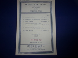  Irving Berlin Inc Three-Part Song (S. S. A) If You Believe For School Use 1940 - £2.39 GBP