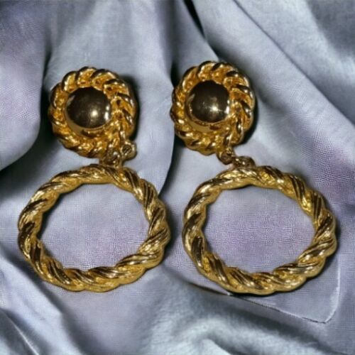 Vintage Gold tone Twist Pierced Earrings - $20.00