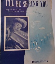 Vintage I’ll Be Seein You By Irving Kahal &amp; Sammy Fain 1938 - £5.58 GBP