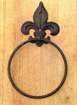 Cast Iron Fleur Dis Lis Towel Ring Holder Rustic French New Orleans - $12.59