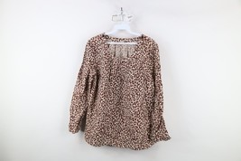 J Crew Womens Size 10 Tessa Leopard Print Linen Long Sleeve Blouse Shirt... - $34.60