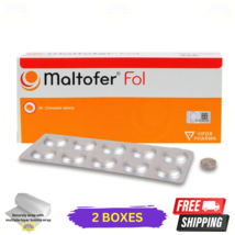 2 X Maltofer Fol 30&#39;s Chewable Tablets  For Iron Deficiency - Free Shipping - £29.15 GBP