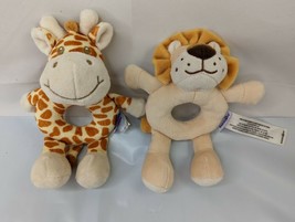 Babies R Us Lion Giraffe Plush Ring Grabber 6.5 Inch Lot Stuffed Animal Toy - $16.95