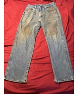 Wrangler 20X Jeans 34x32 Made in Mexico Heavy Fade Workwear Distressed Hem - $40.48 CAD