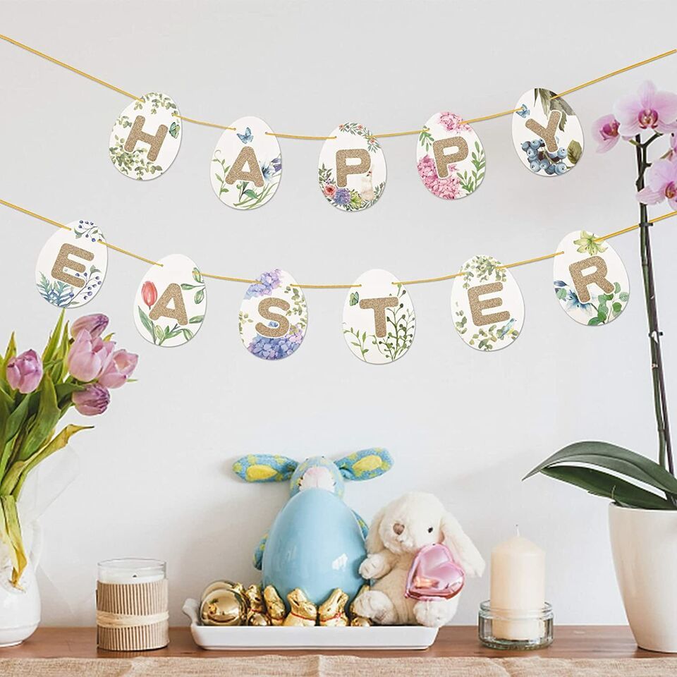 Primary image for Easter Decorations for The Home Banner,DIY Happy Easter Egg Paper Hanging