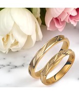 Textured Wedding Bands Set-3mm Matching Rings-Engrave Band Ring-18K Gold... - $766.91 CAD+