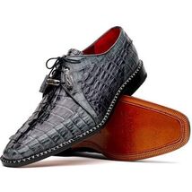 Caribe Genuine Hornbak Caiman Crocodile Dress Shoes Dark Gray image 2