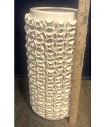 Large Mid Century Modern Cream Glazed &#39;Le Floret&#39; Cylindrical Ceramic Vase - £164.99 GBP