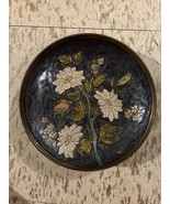 Vintage Enamel on Brass Floral Decorative Bowl - $21.77