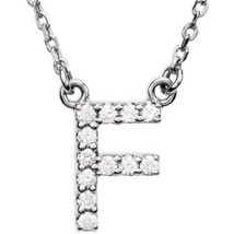 Precious Stars 14K White Gold 1/8CTW White Diamond Initial F Pendant Necklace - £349.14 GBP