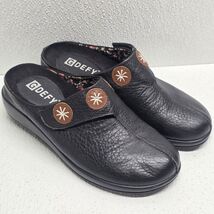 G-Defy Black Pebbled Leather Brown Accents Mule Slip On Clog Shoes Size 7 - $24.65