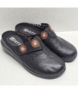 G-Defy Black Pebbled Leather Brown Accents Mule Slip On Clog Shoes Size 7 - $449.91 MXN