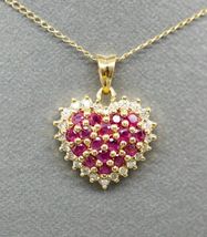 1.00CT Ruby &amp; Diamond Without Chain Women Heart Pendant in 14K Yellow Gold Over - £59.93 GBP