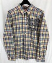 Patroncito Size XL Men&#39;s Eagle Tartan Button-Up Long Sleeve Shirt - £8.34 GBP