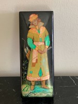 Village of Fedoskino Hand Painted Frog Prince Signed Russian Black Lacquer Box - £92.55 GBP