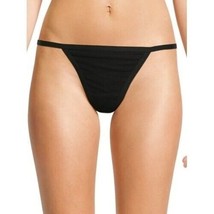 No Boundaries Women&#39;s Cotton String Thong Panties Size X-SMALL Solid Black - $11.64