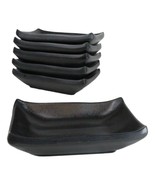 Pack Of 6 Ridged Matte Black Melamine Rectangular Condiment Sauce Dish 2oz - $35.96 CAD