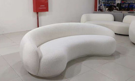 Curved Cream White Boucle 3 Seater Sofa In Stock FREE UK Delivery - £1,514.79 GBP
