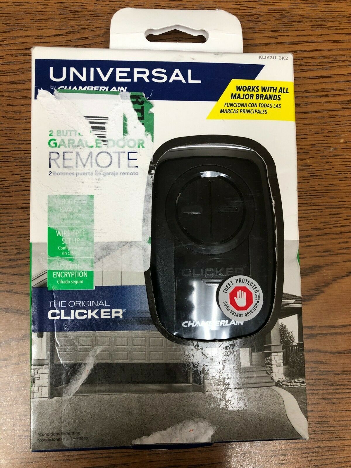 Chamberlain KLIK3U-BK Clicker Universal 2-Button Garage Door Opener Remote - $15.83